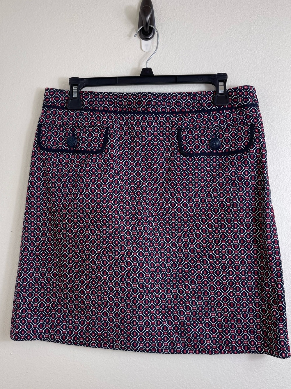 Brooks Brothers Geometric Pattern Mini Skirt with Front Flap Pockets Size 6